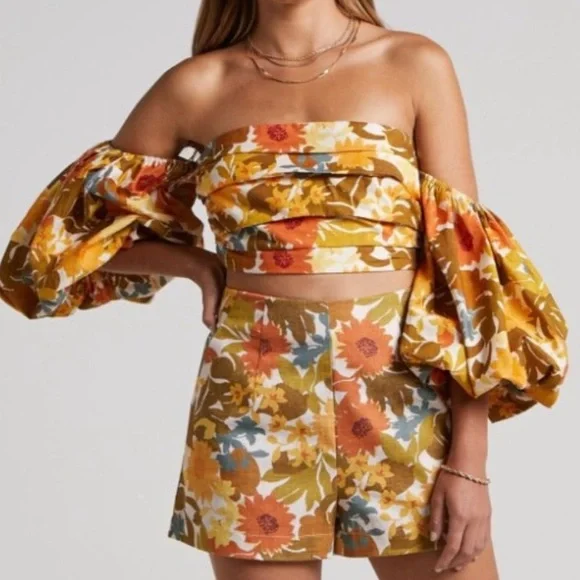 Amalie The Label Showpo Floral Off-Shoulder Blouse size 12 Ariesey - Picture 4 of 16